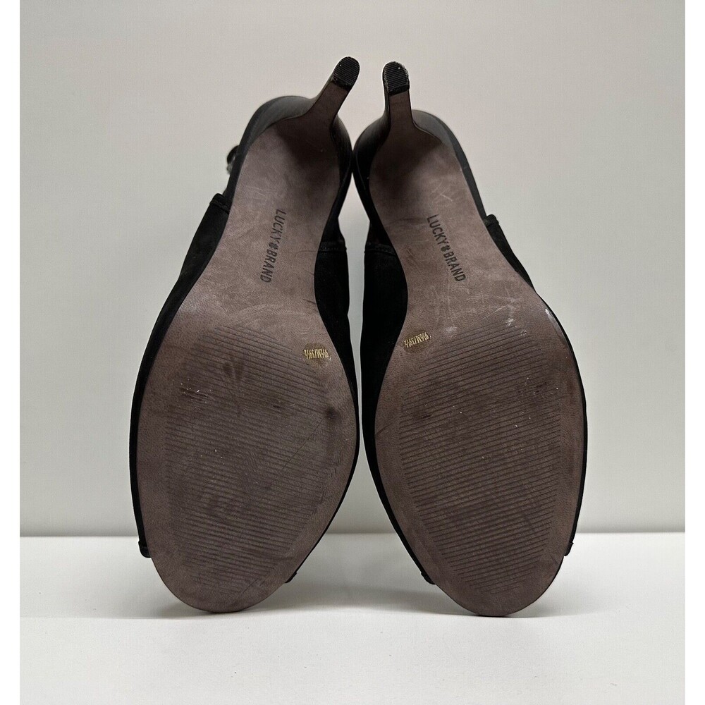 Lucky Brand women size 9.5M black suede upper buckle heel ankle shoe strap shoes - Picture 12 of 12